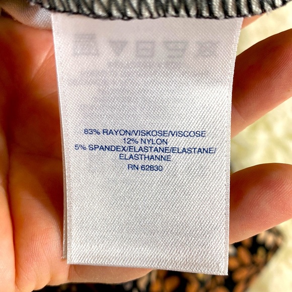 LANDS’ END Size 12P Stretchy Sheath Dress BROWN BLACK CREAM FLORAL EUC - Picture 13 of 13